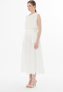 Gizia Ecru A-Line Midi Skirt