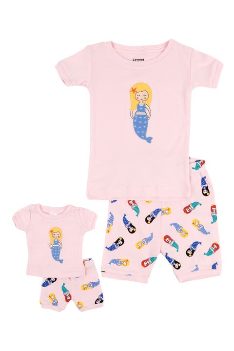 Girls Matching Doll Short Printed Cotton Pajamas