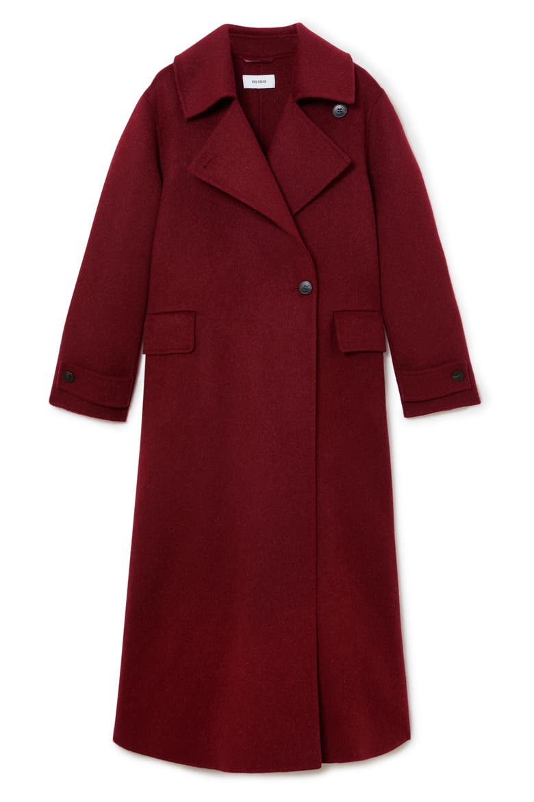 Alara Wool Blend Long Coat, Alternate, color, RED