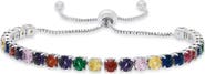 STEELTIME 18k White Gold Plated Multicolor Simulated Stone Adjustable Bracelet