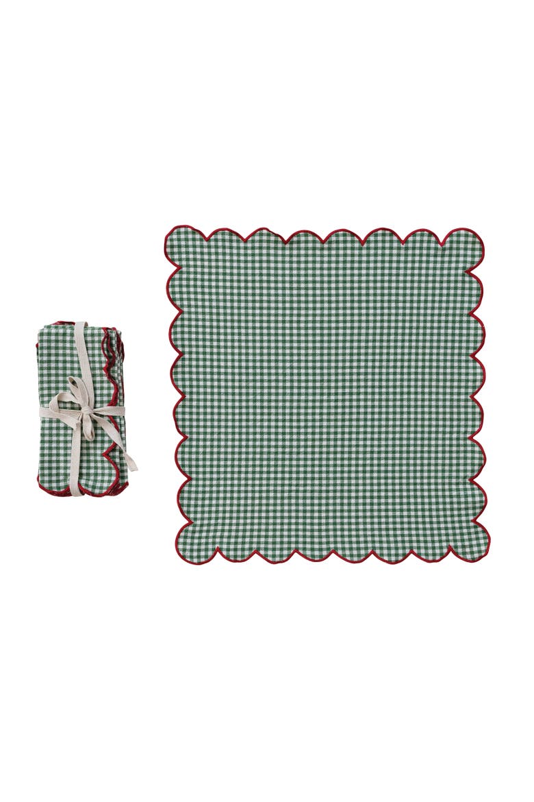 Scalloped Cotton Check Napkin Set, Main, color, Multicolor