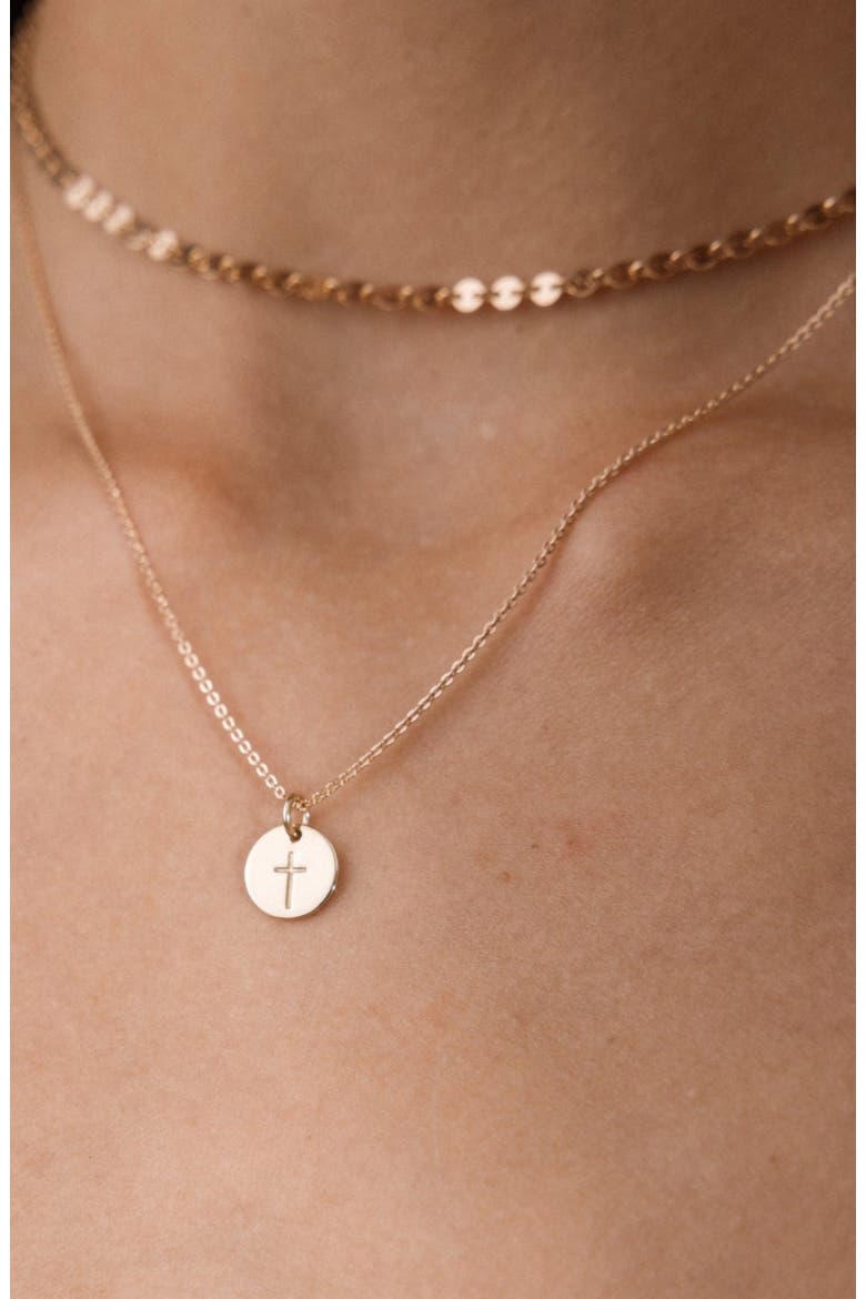 Cross Disc Necklace, Alternate, color, Silver