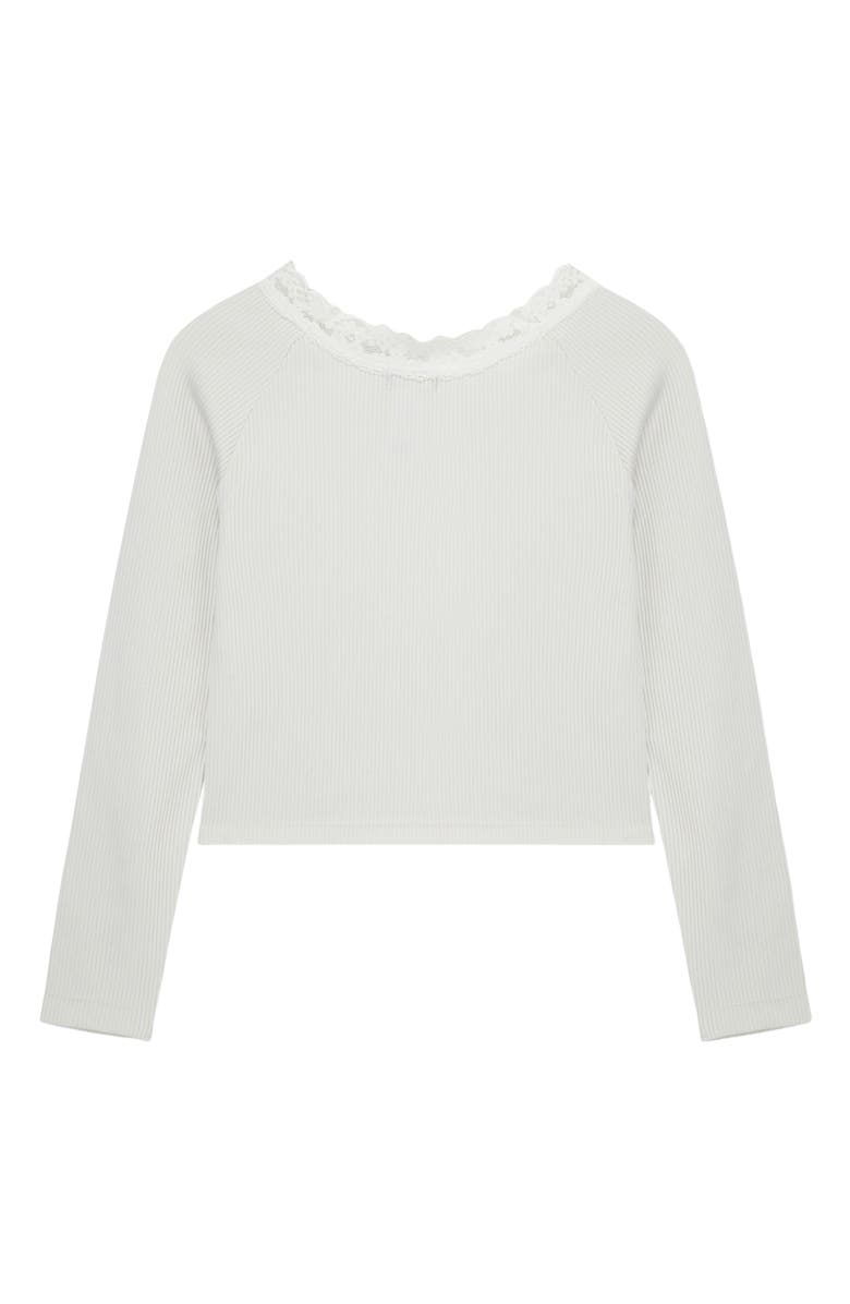 Truce Kids' Lace Neck Long Sleeve Rib Top, Alternate, color, 