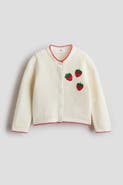H&M Embroidered Hole-knit Cardigan