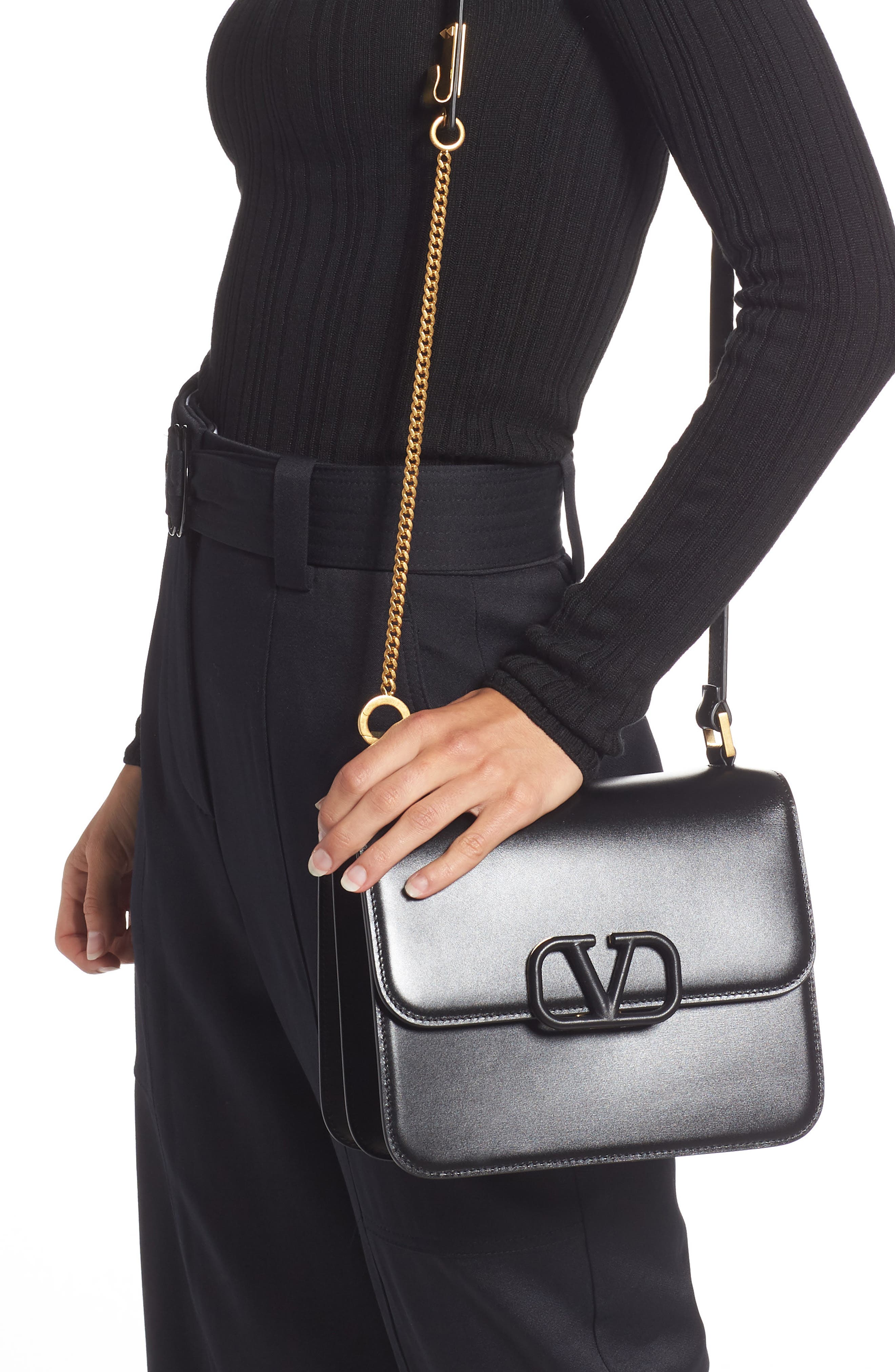 Valentino Garavani Leather Shoulder Bag, Alternate, color, 