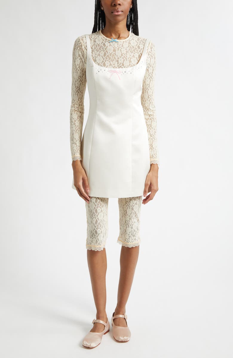 Sandy Liang Barlow Lace Capris, Alternate, color, Ivory