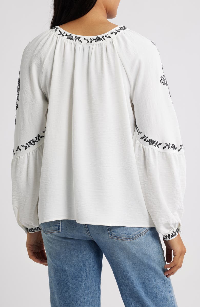 Bobeau Embroidered Raglan Sleeve Top, Alternate, color, Ivory