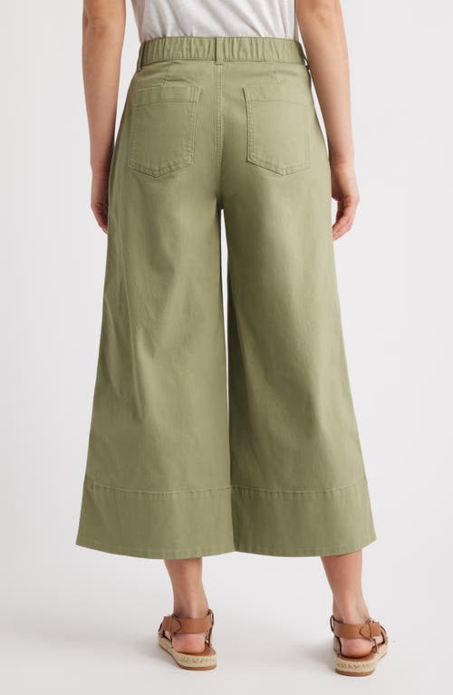 Caslonr Caslon(r) Wide Leg Crop Twill Pants In Olive Acorn