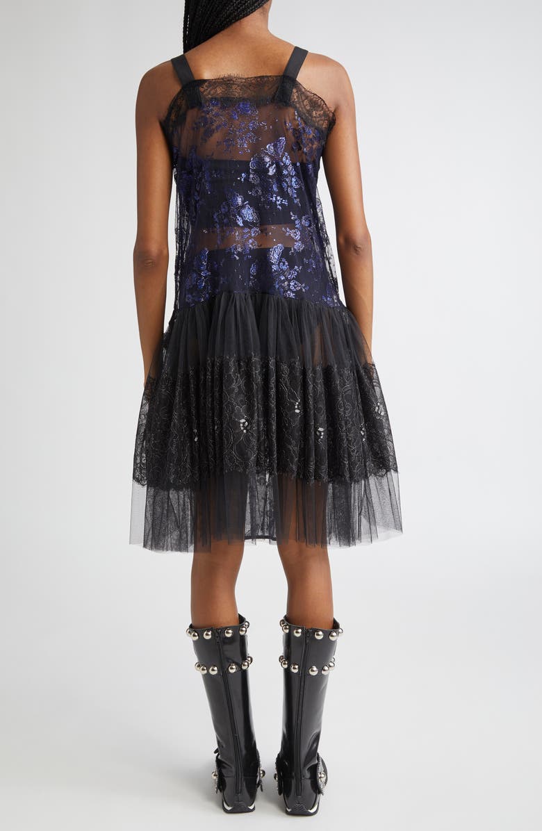 Chopova Lowena Nohow Metallic Floral Tulle, Lace & Satin Dress, Alternate, color,