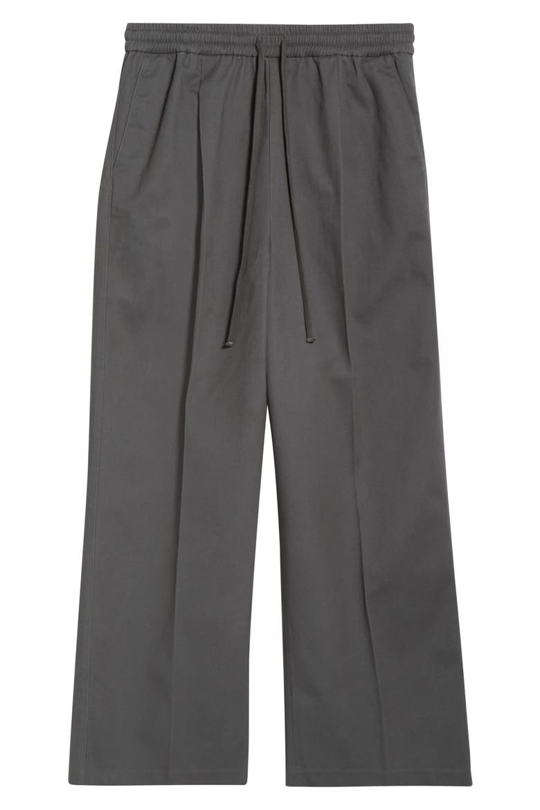 Pleat Front Drawstring Cotton Twill Pants, Alternate, color, IRON GREY