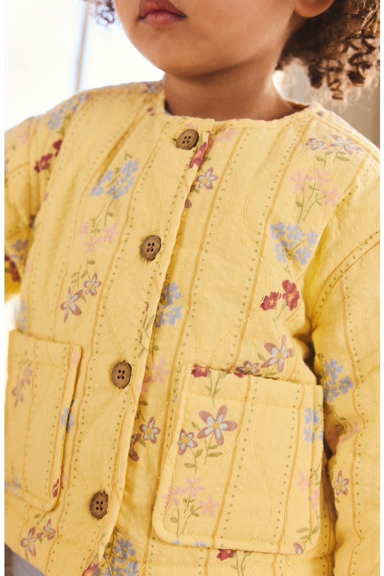 Kids' Floral Quilted Jacket, Alternate, color, YELLOW