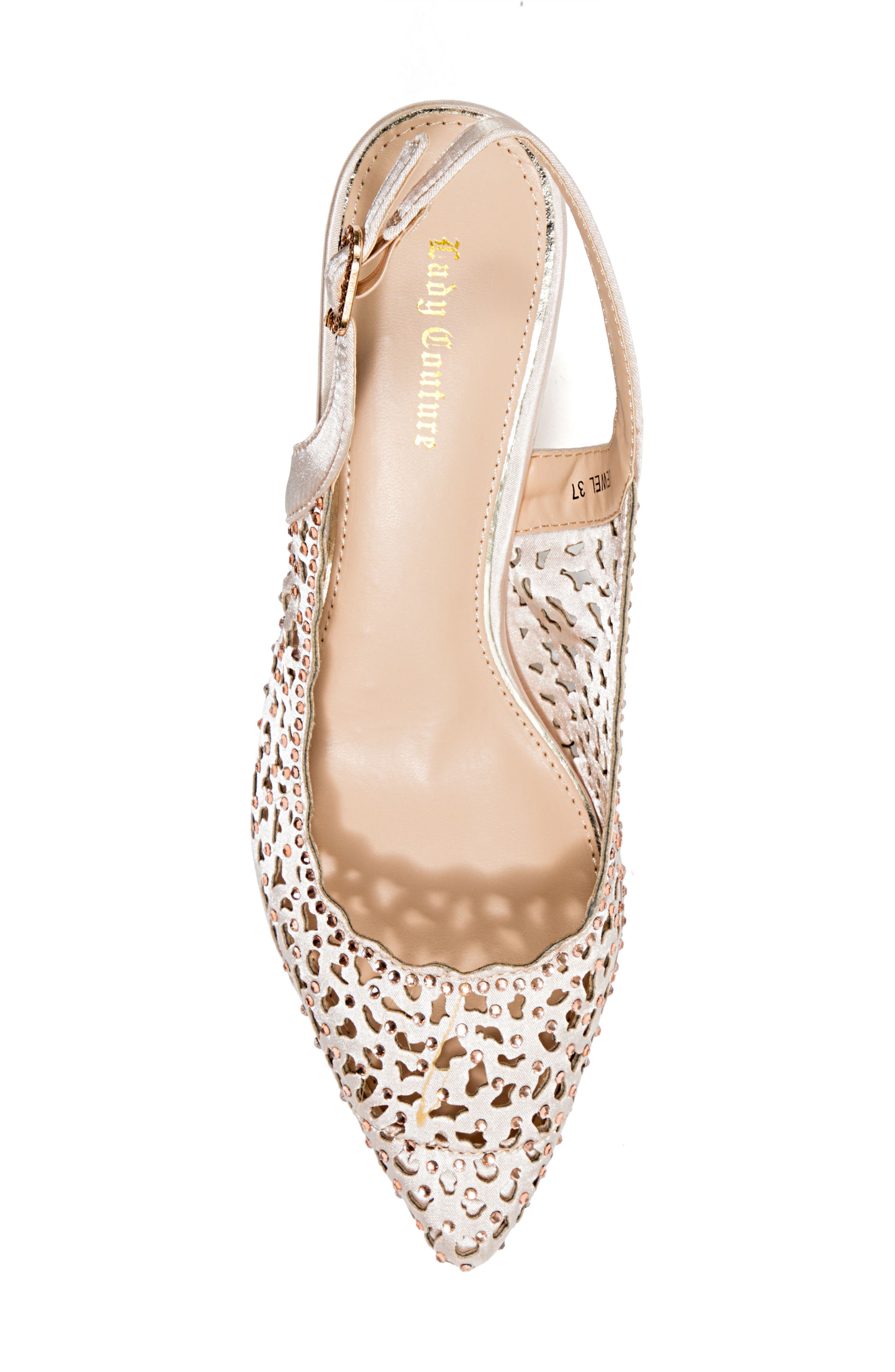 LADY COUTURE Rhinestone Laser Cut Slingback Pump, Alternate, color, Champagne