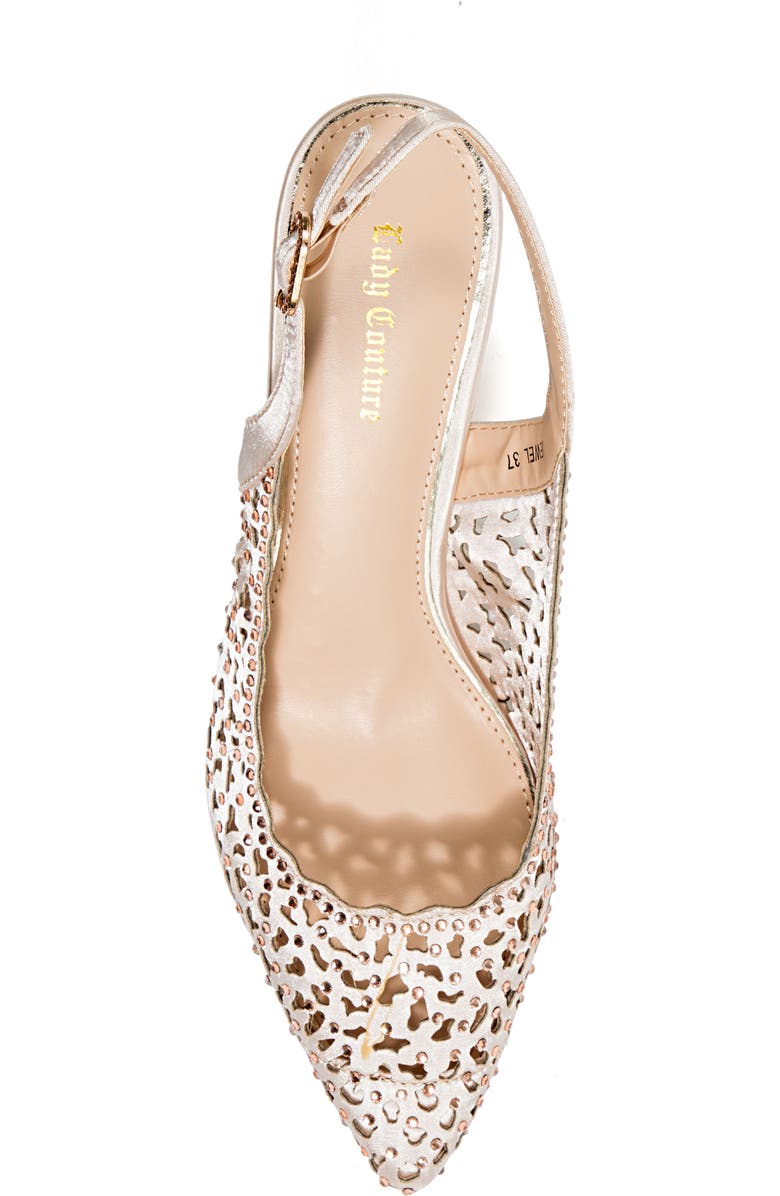 LADY COUTURE Rhinestone Laser Cut Slingback Pump, Alternate, color, Champagne