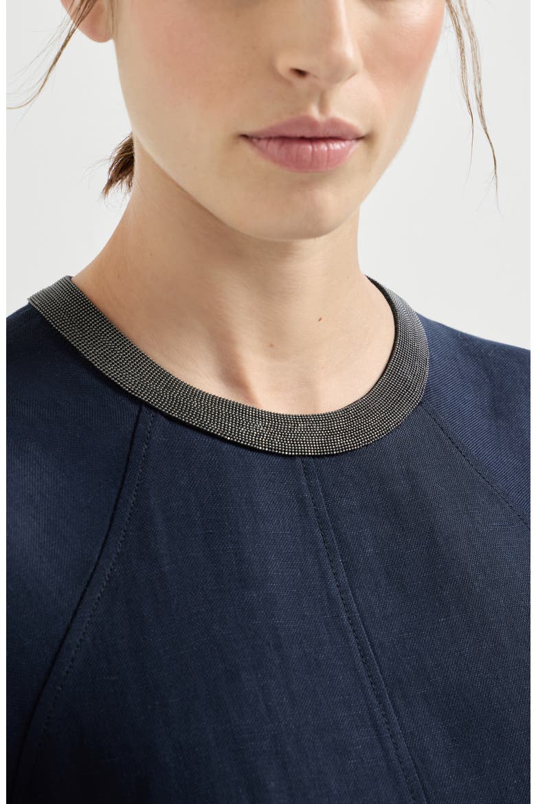 Twill dress with monili, Alternate, color, Blue