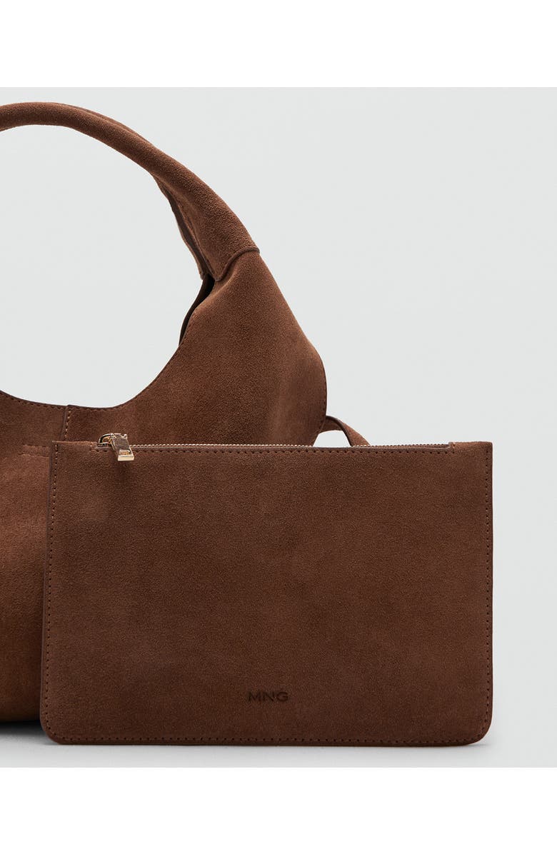 MANGO Suede Shoulder Bag, Alternate, color, Brown
