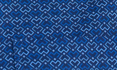 7 Diamonds Layne Geo Print Short Sleeve Performance Button-up Shirt