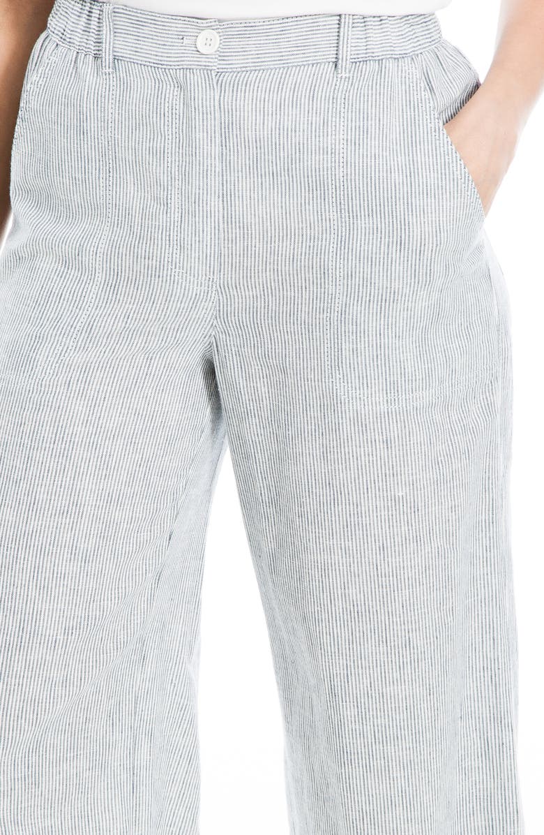 MAX STUDIO Stripe High Waist Wide Leg Linen Blend Pants, Alternate, color, 