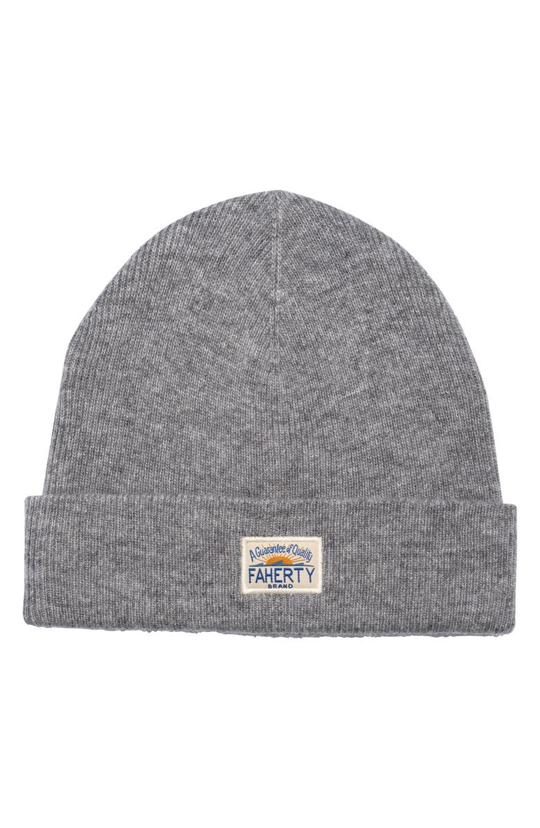 Faherty Core Logo Beanie, Main, color, Grey Heather
