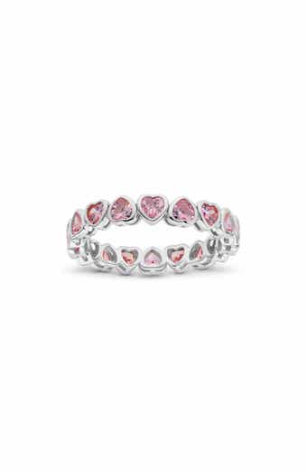 Sterling Silver Bezel Set Heart Cubic Zirconia Eternity Ring