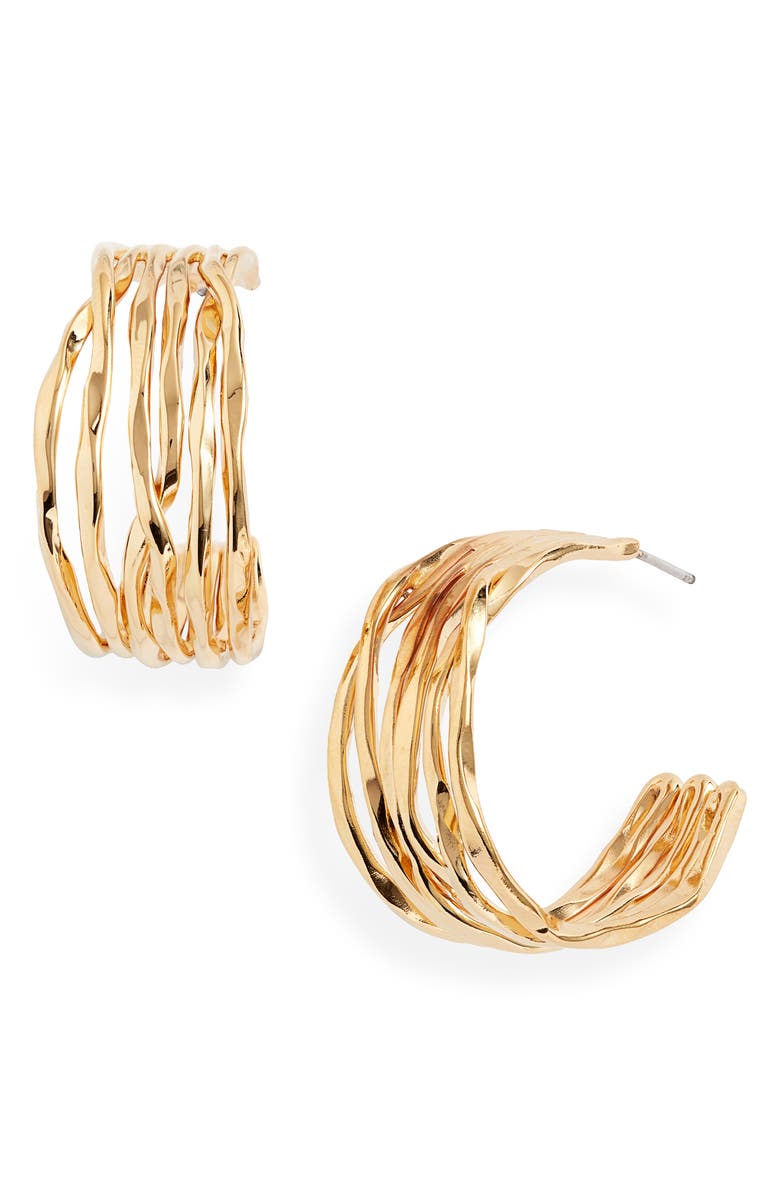 SOKO Nyundo Layered Hoop Earrings, Main, color, Gold