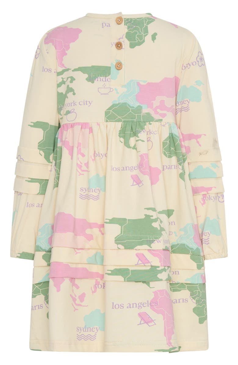 TINY TRIBE Kids' World Tour Stretch Cotton Dress, Alternate, color, Cream