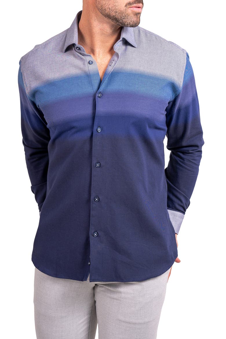 Fibonacci Ascension Contemporary Fit Button-Up Shirt, Alternate, color, BLUE