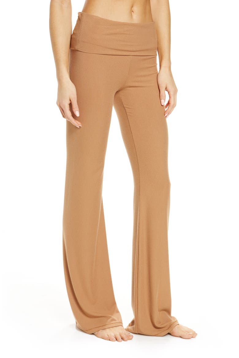Soft Lounge Foldover Pants, Alternate, color, CAMEL