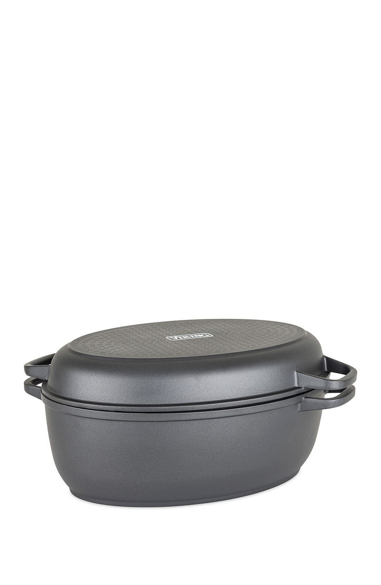 Viking 8.6 Quart Die Cast Oval Roaster w/Glass Basting Lid, Main, color, 
