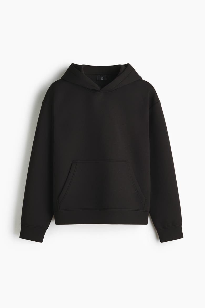 Loose-fit Scuba Knit Hoodie, Alternate, color, Black