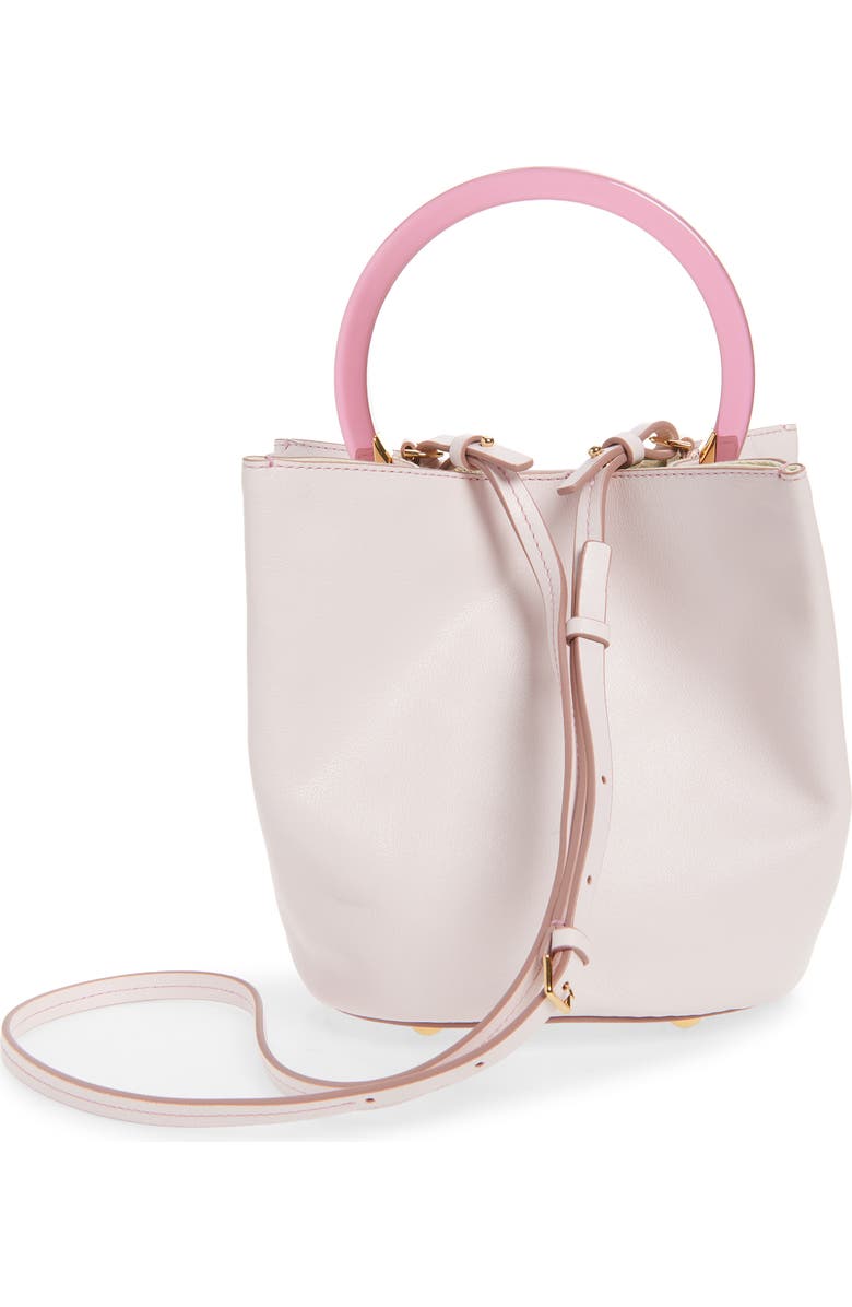 Marni Pannier Top Handle Leather Bucket Bag, Alternate, color, 00C01 Swan