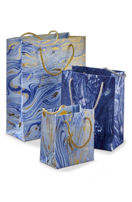 tag Marble Finish Set of 3 Gift Bags in Blue Multi 