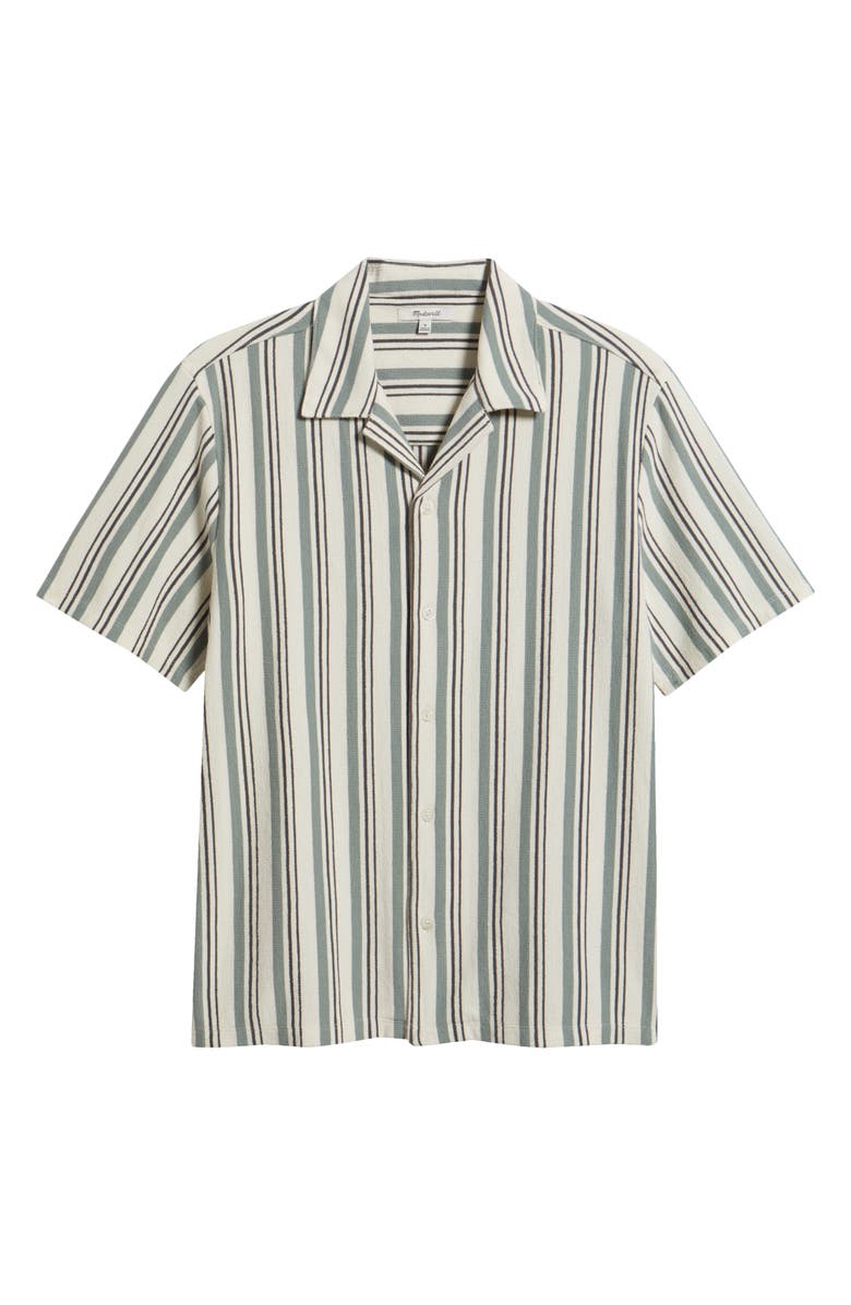 Madewell The Camp Shirt in Seaport Terry, Main, color, Stripe Frosted Cypress