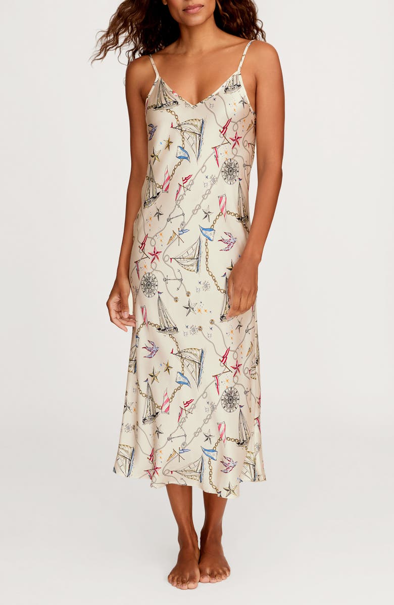 Petite Plume Cosette Regatta Royale Mulberry Silk Nightgown, Main, color, Beige