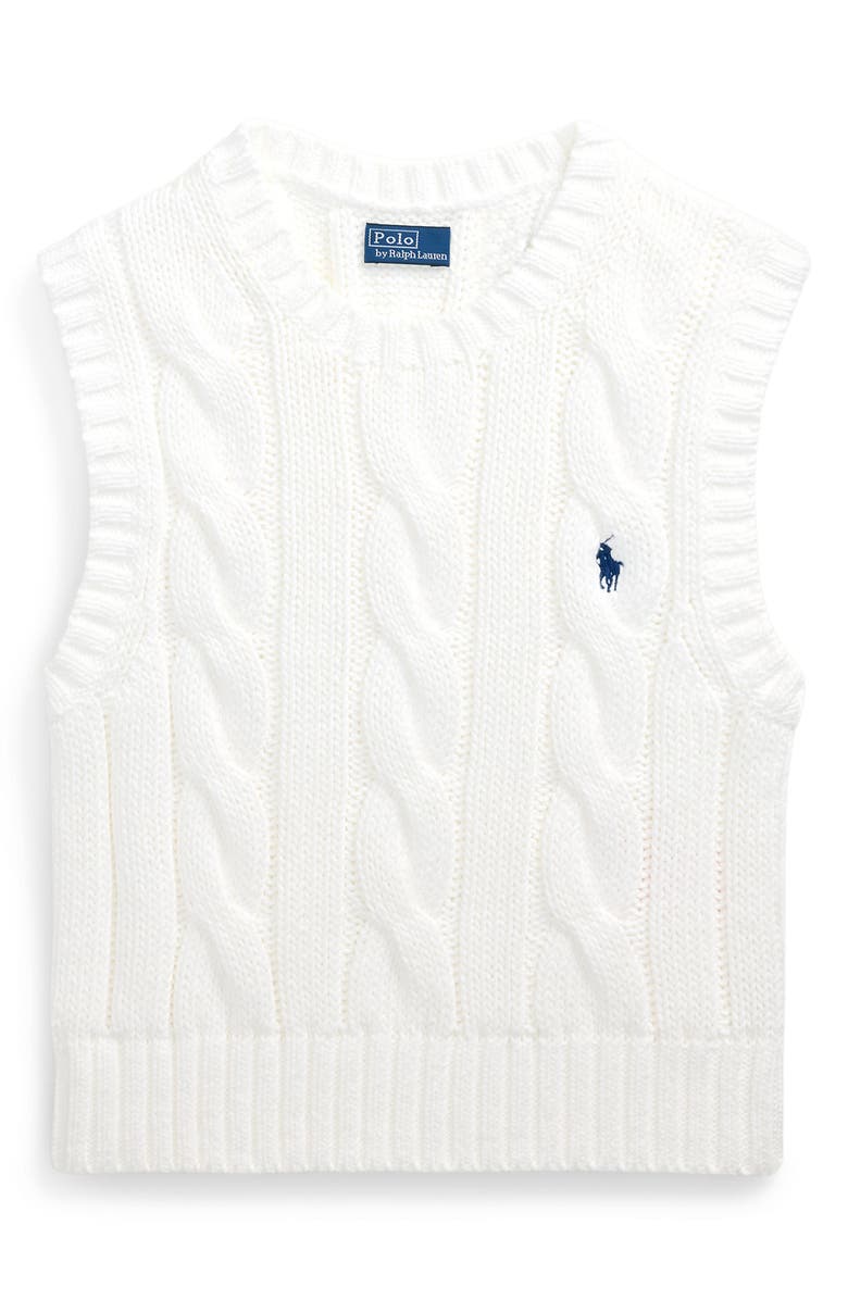 Polo Ralph Lauren Cable Knit Crop Cotton Sweater Vest, Alternate, color, 