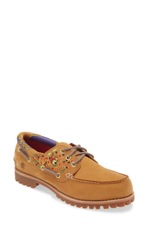 Embroidered Lug Sole Boat Shoe (Women)