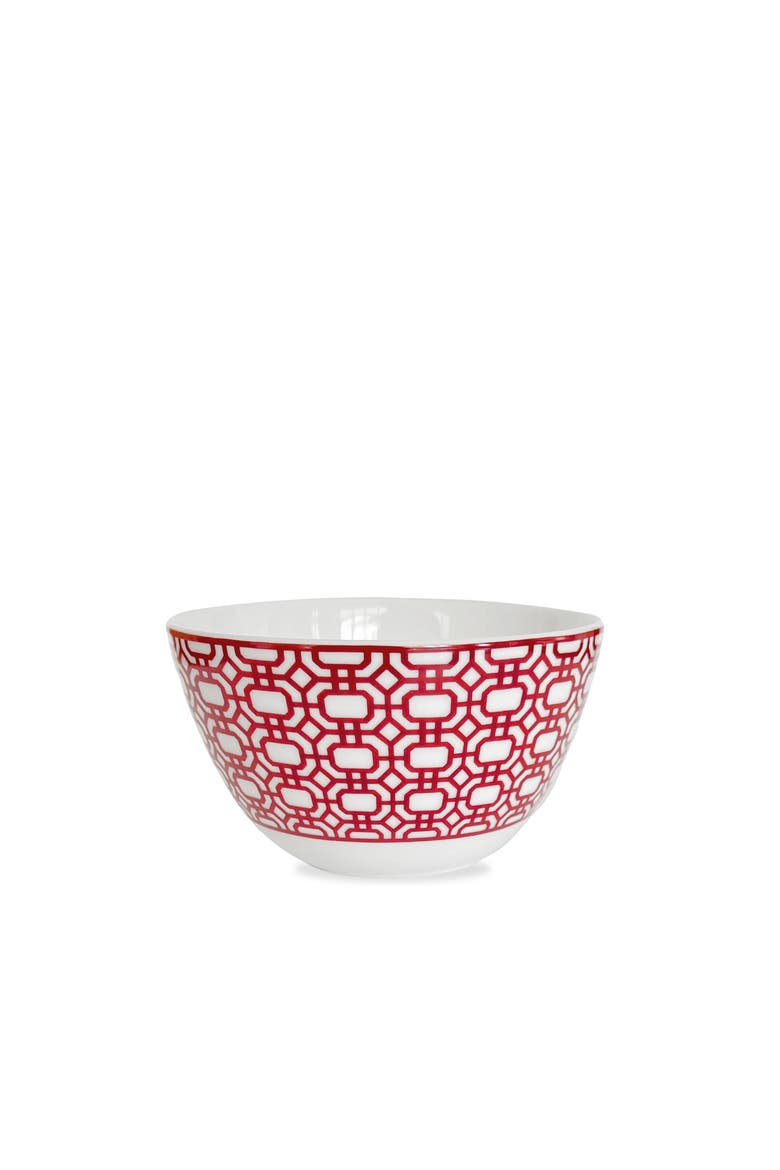 Newport Crimson Garden Gate Cereal Bowl  - Porcelain - Set 4, Main, color, RED