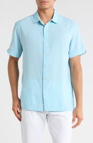 Greg Norman Seersucker Short Sleeve Button-Up Shirt