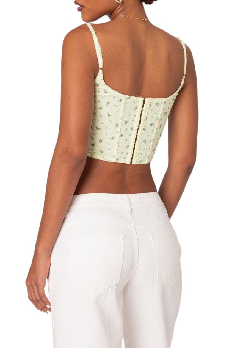 Rosey Print Pointelle Corset, Alternate, color, YELLOW