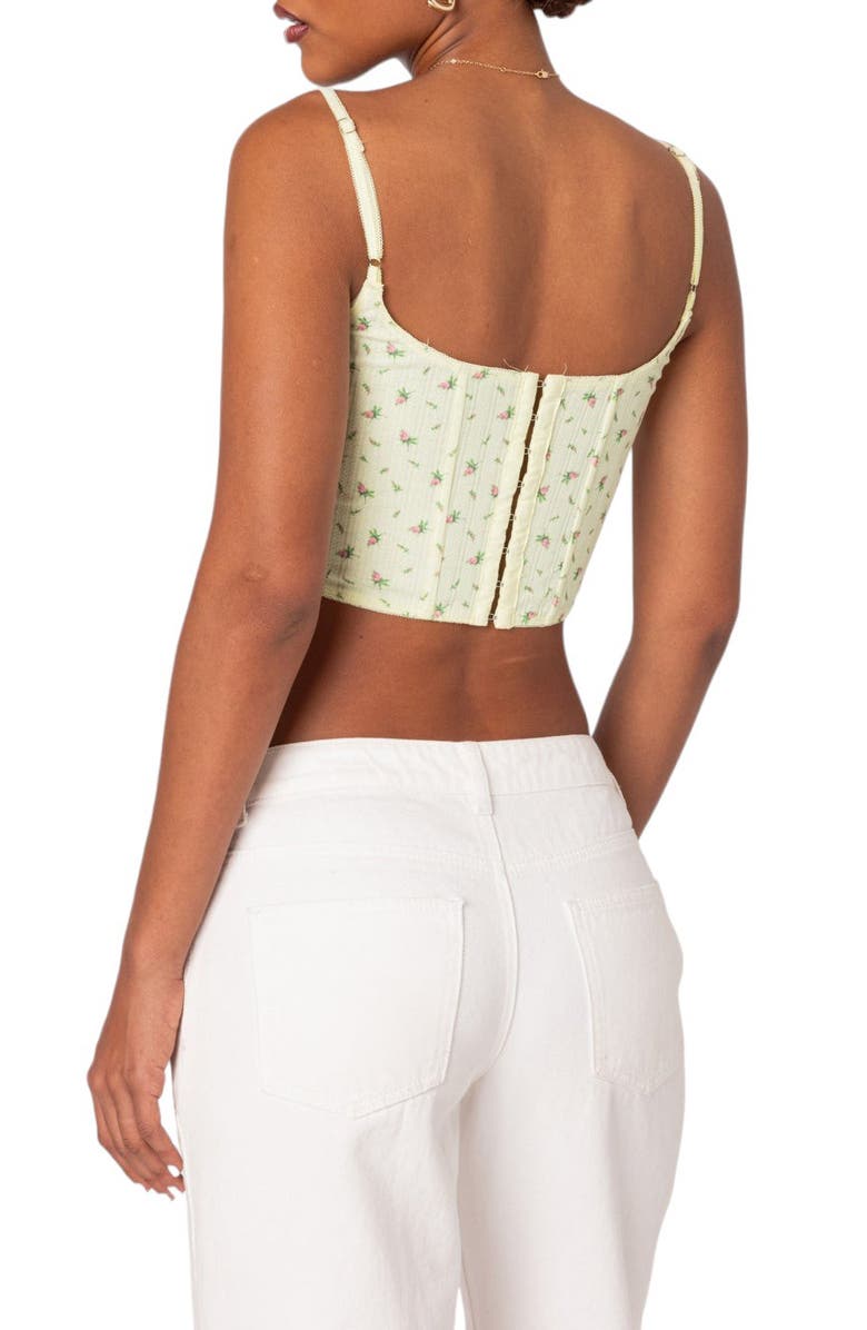 EDIKTED Rosey Print Pointelle Corset, Alternate, color, Yellow