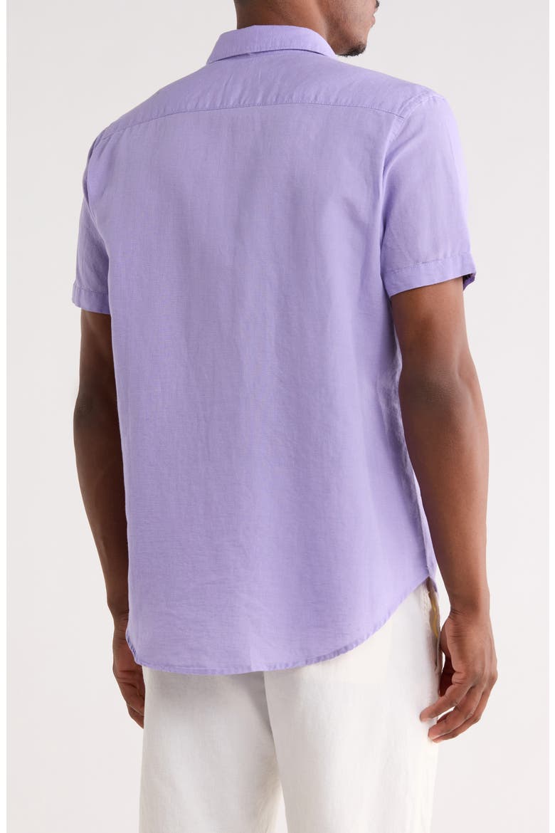 Davis Short Sleeve Linen Blend Button-Up Shirt, Alternate, color, PURPLE