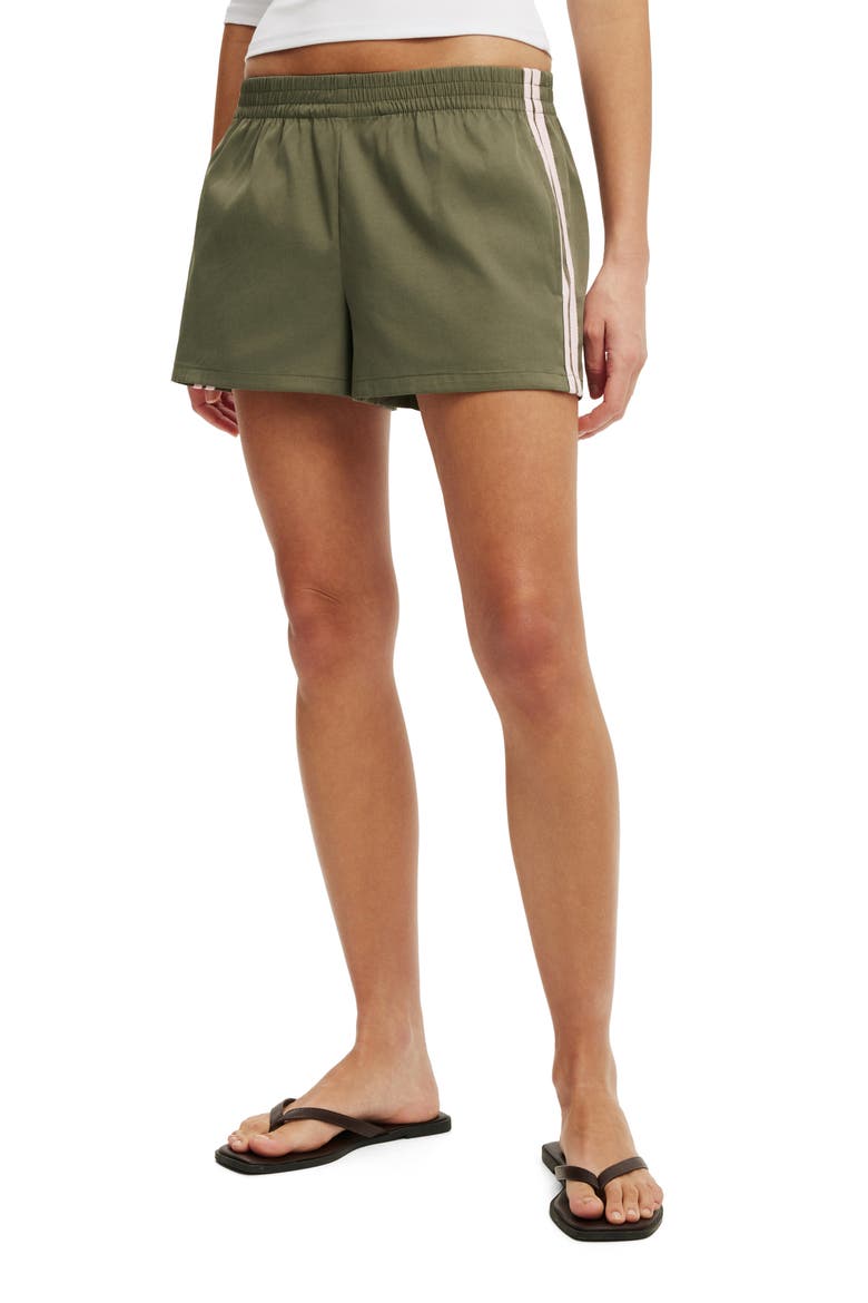 Women's Nyla Woven Sport Short, Alternate, color, Khaki Babydoll Pink Stripe