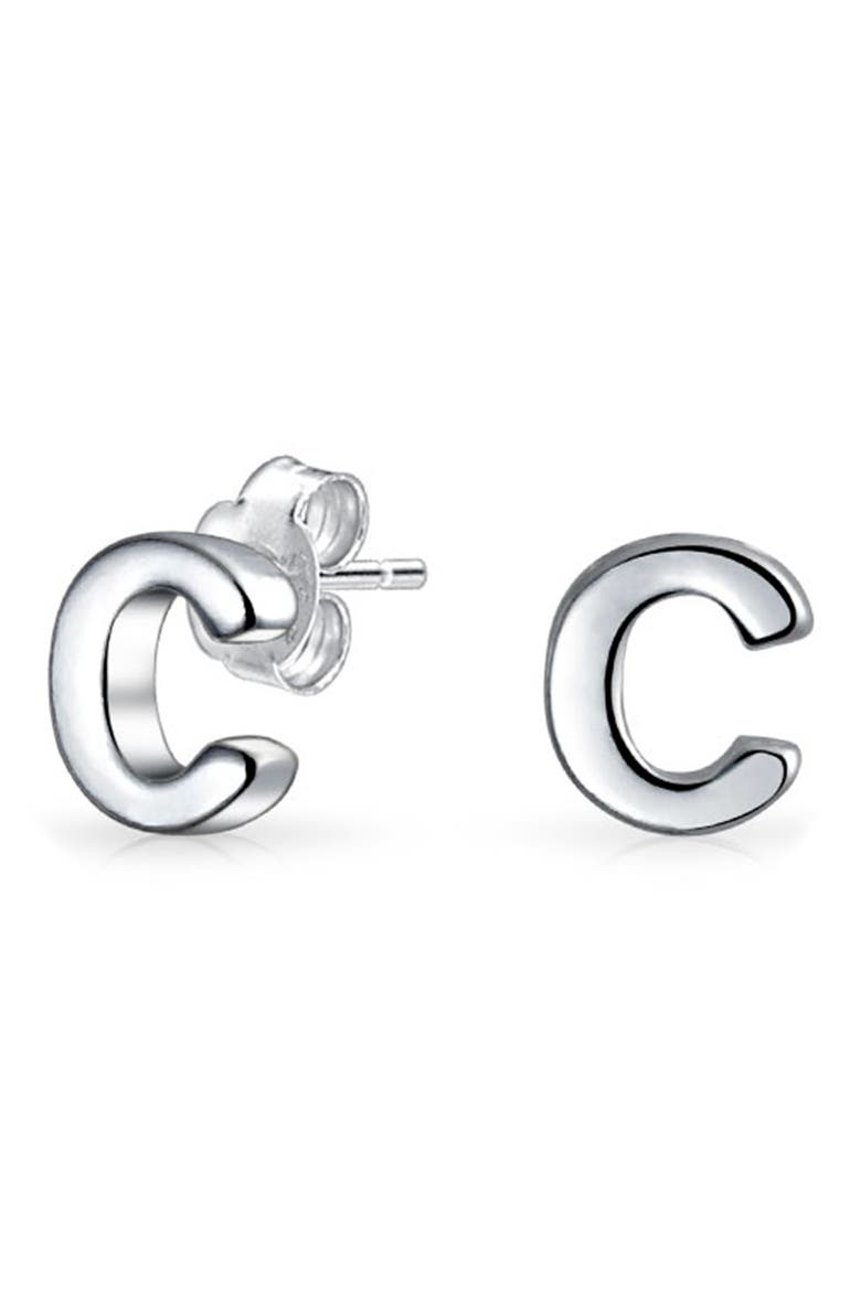 Capital ABC Minimalist Stud Earrings, Main, color, SILVER-C