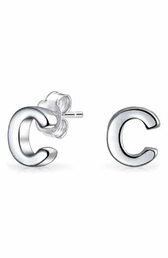 BLING JEWELRY Capital ABC Minimalist Stud Earrings - Multiple Letters Available