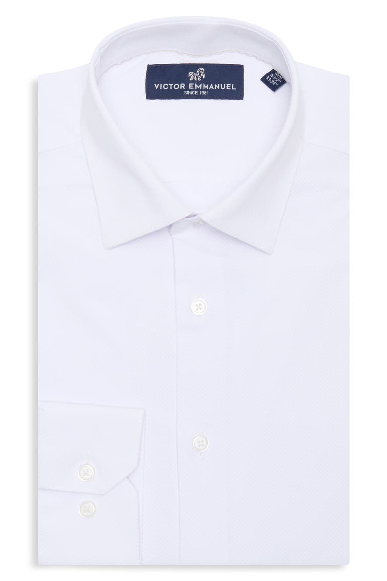 Trim Fit Stretch Dress Shirt, Main, color, 01 WHITE