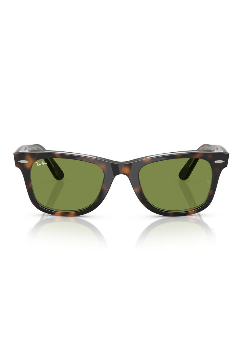 Classic Wayfarer 50mm Sunglasses, Main, color, DARK HAVANA / GREEN