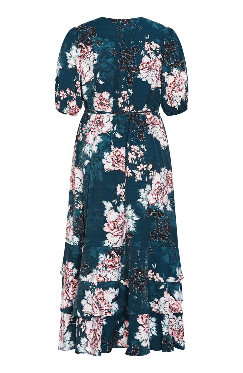 City Chic Bri Floral Midi Dress, Alternate, color, Jade Blossom