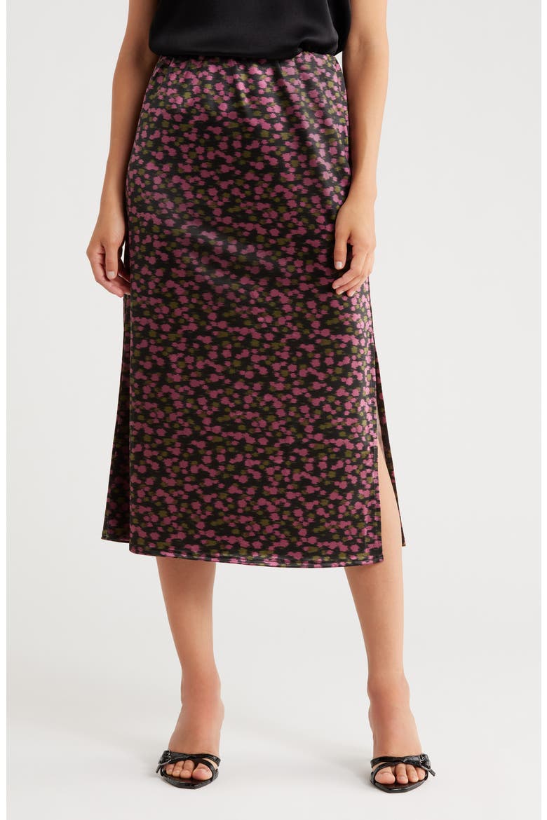 Floral Midi Skirt, Main, color, PINK/ OLIVE