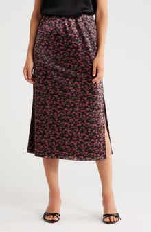 Bobeau Floral Midi Skirt