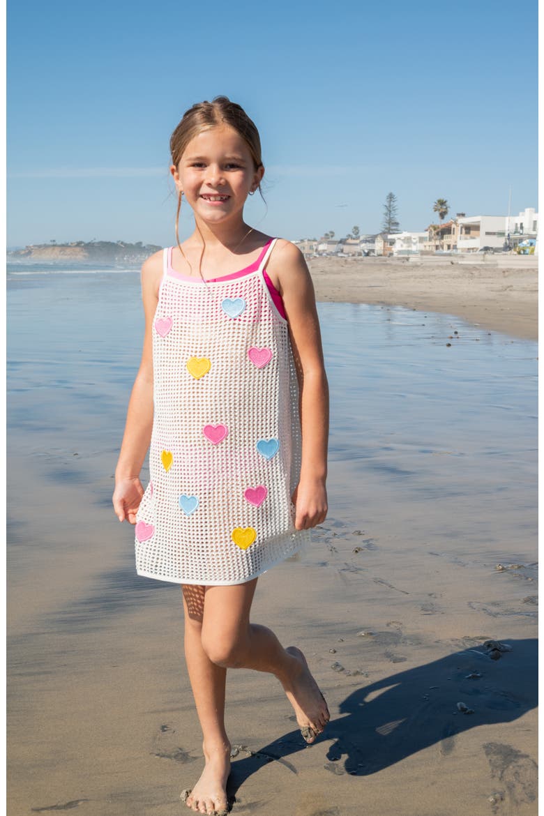 Kids' Olivia Crochet Cover-Up Dress, Alternate, color, HEARTS