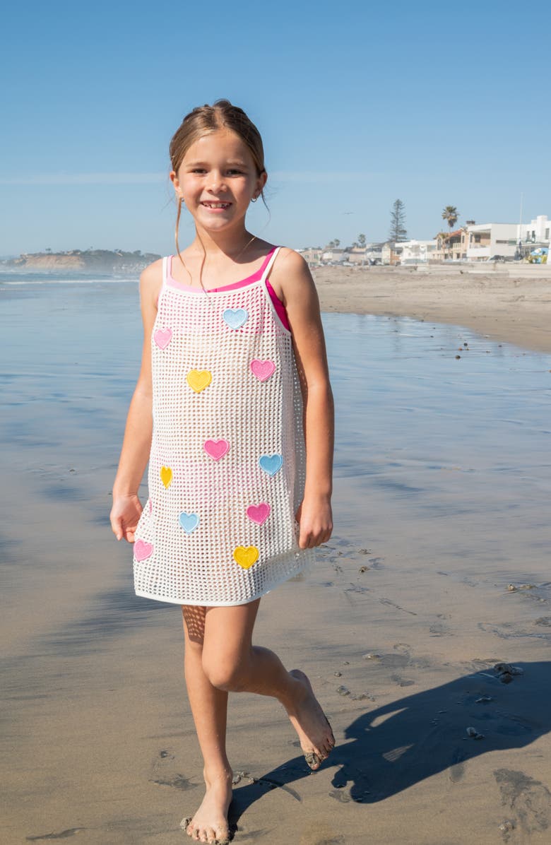 PQ SWIM Kids' Olivia Crochet Cover-Up Dress, Alternate, color, 
